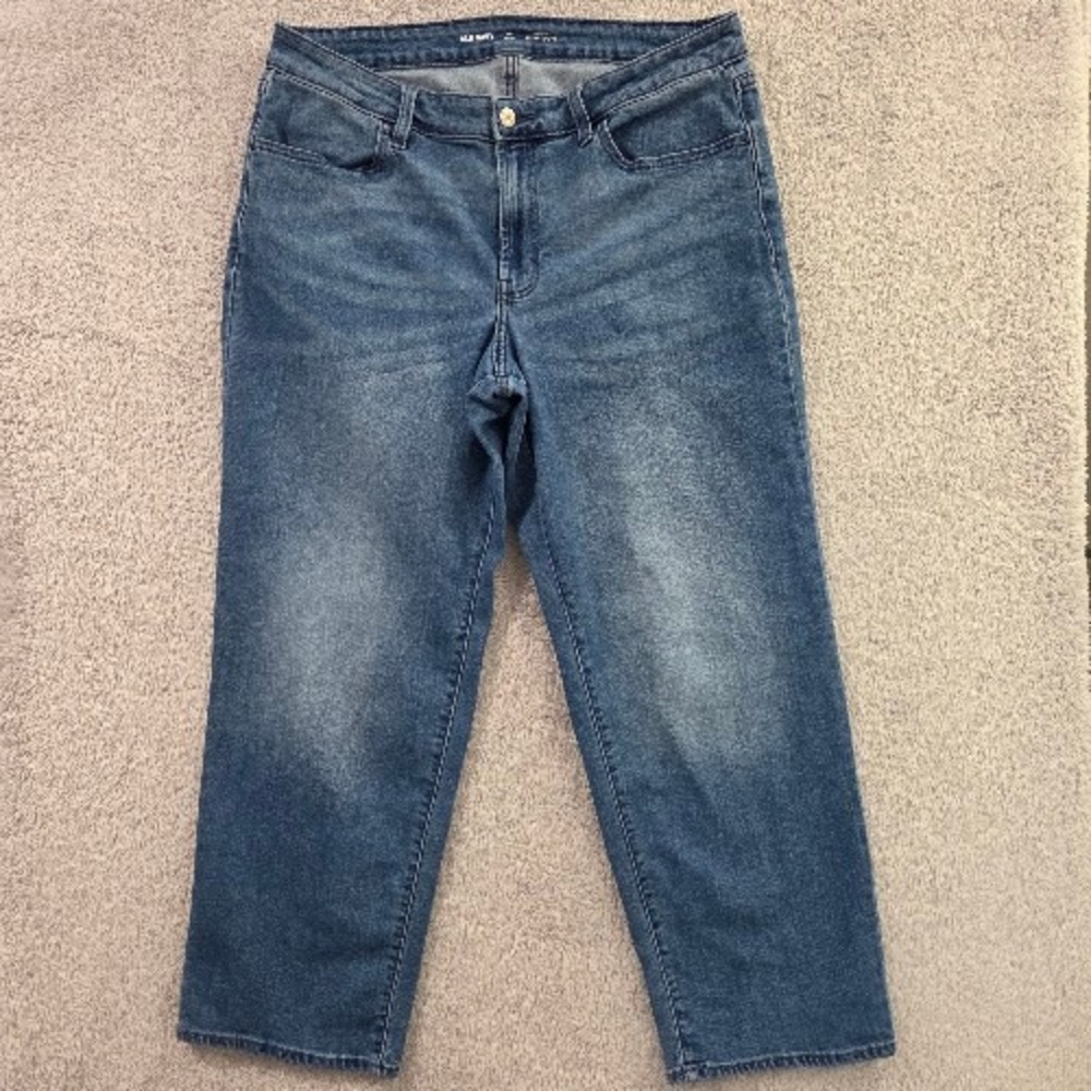 Old Navy Wow Loose Jeans Women's 14 Petite Blue High Rise Relaxed Medium Wash